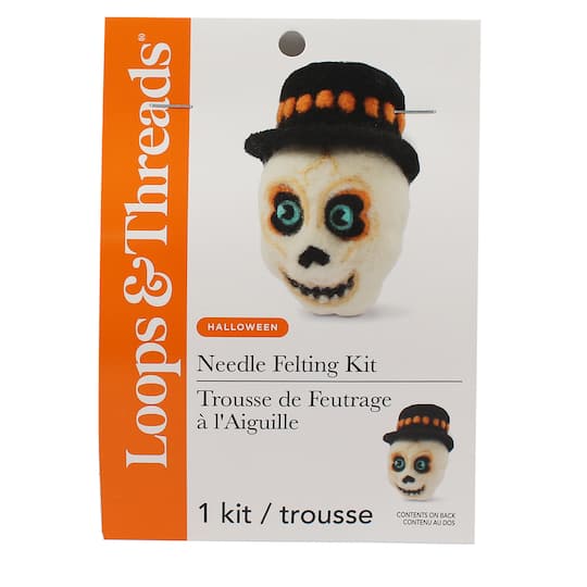 Skull with Top Hat Halloween Needle Felting Kit by Loops & Threads®